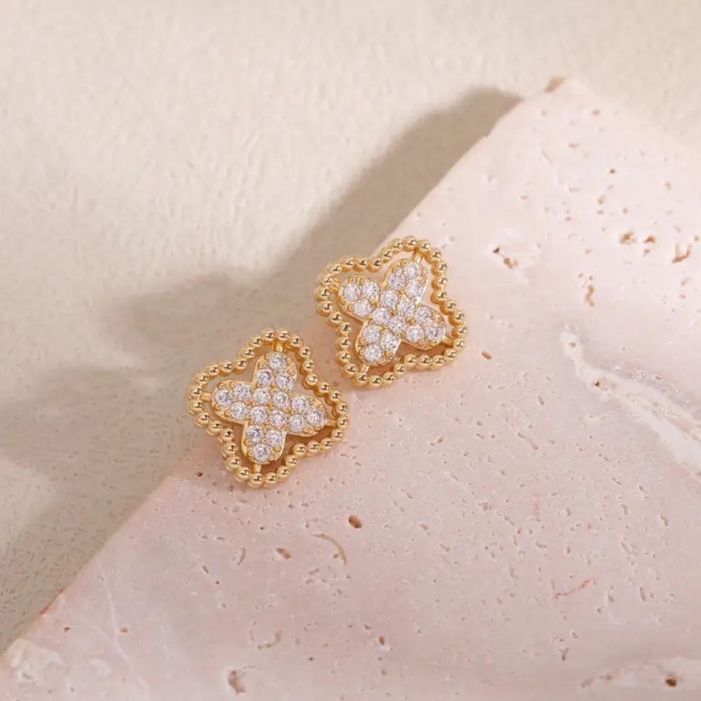 Lucky Clover CZ Stud Earrings – Alhambra Giftable Holiday Jewelry 🍀 - Picture 2 of 4